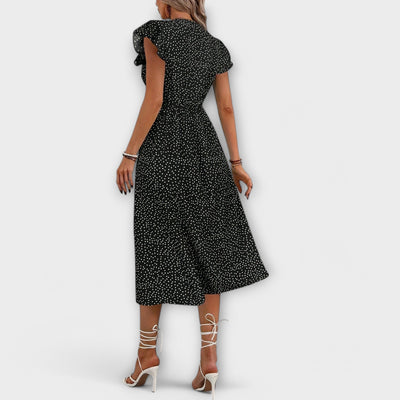 Stylish Polka-Dot Midi Dress