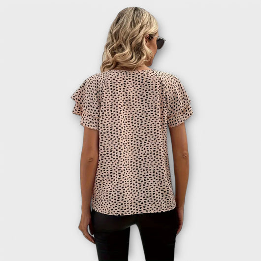 Emily β Blouse with Allover Print and Ruffle Details