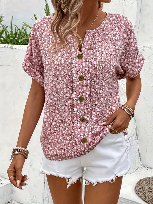 Verna™ - Chic Floral Print Blouse