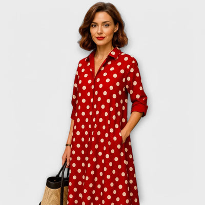 Modern Shirt Dress with Collar & Three-Quarter Sleeves