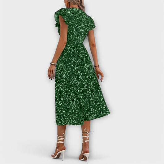 Stylish Polka-Dot Midi Dress