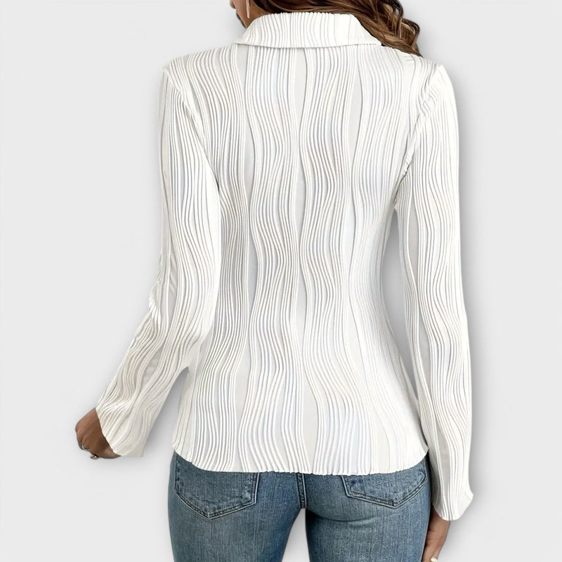 Natalie – Long Sleeve Polo Blouse for Spring