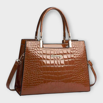 Lora. - Glossy Crocodile Pattern Handbag