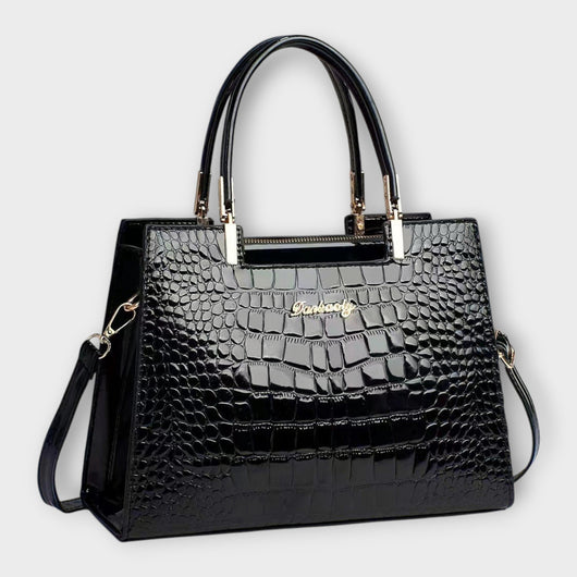 Lora. - Glossy Crocodile Pattern Handbag