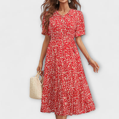 Amelia β Dress with Round Neckline and Floral Pattern