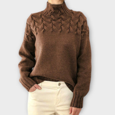 Eva - Women's Sweater with Cable Knit Detail