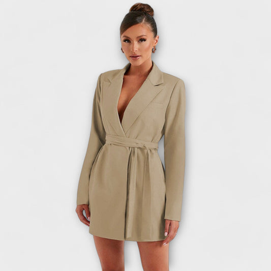Blazer Dress with V-Neck