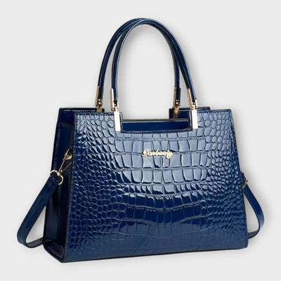 Lora. - Glossy Crocodile Pattern Handbag