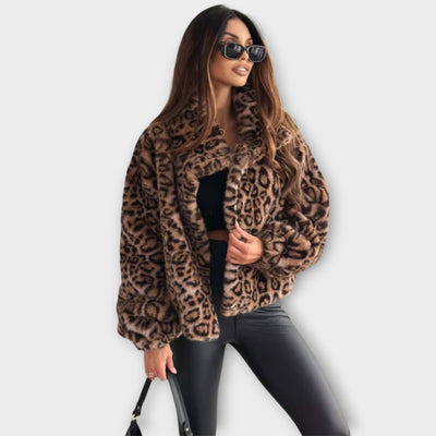 Leocadia β Faux Fur Jacket with Leopard Print