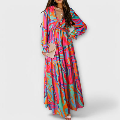 Helen | Long Sleeve V-Neck Maxi Dress