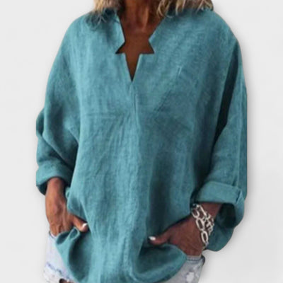 Rikarda β Elegant women's blouse with V-neck