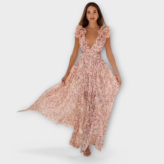 Lilou - Maxi Dress with Ruffle Edges and Slit