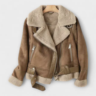 Aurora Shearling Suede Aviator Jacket