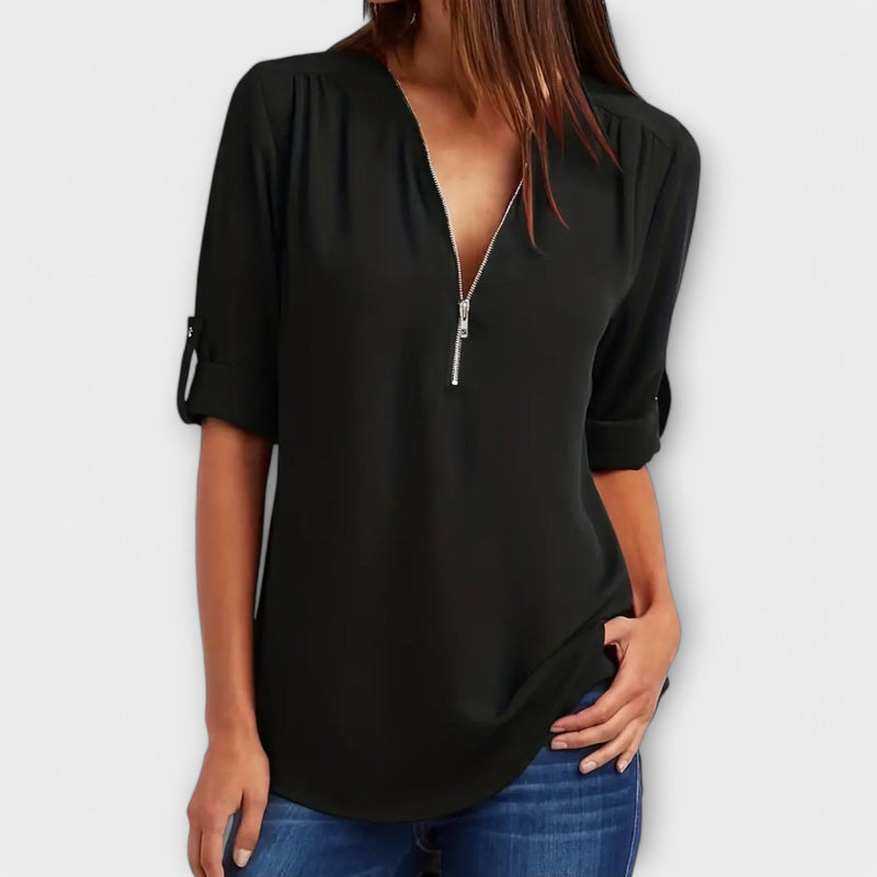 Olivia – The Relaxed V-Neck Blouse