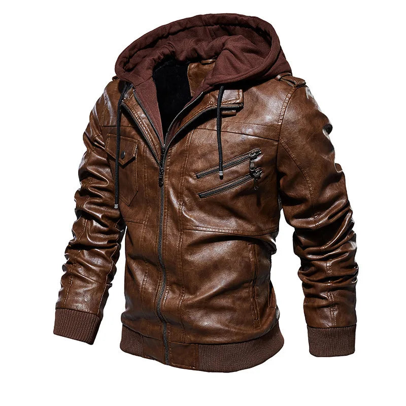 Hooded Leather Jacket