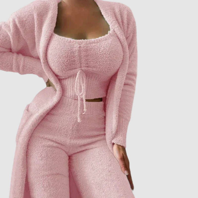 3-Piece Pajama Set with Winter Paisley Pattern