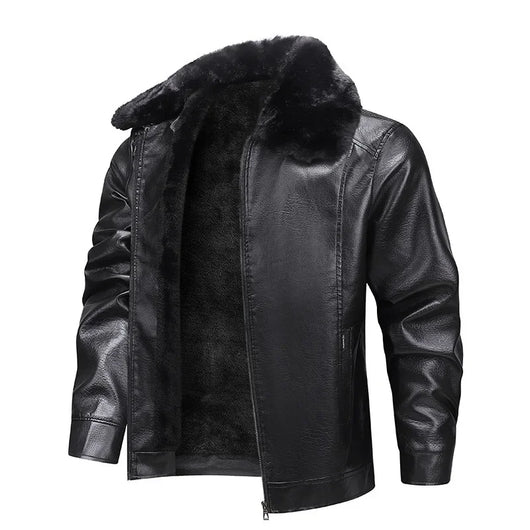 Thickened Fleece Leather Jacket