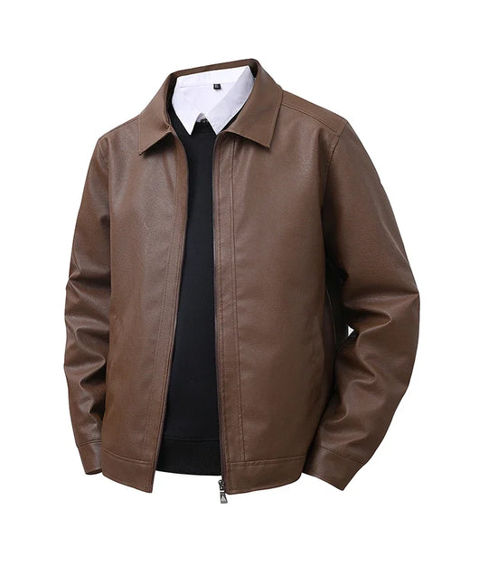Elegant Leather Bomber Jacket
