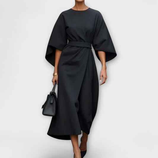 Sonia | Elegant Belted Lantern Sleeves Dress