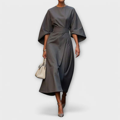 Sonia | Elegant Belted Lantern Sleeves Dress