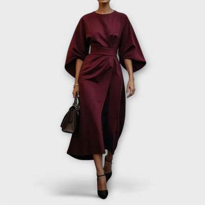 Sonia | Elegant Belted Lantern Sleeves Dress