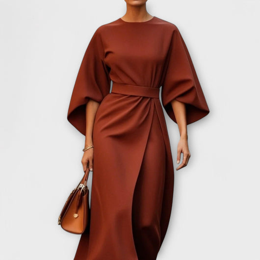 Sonia | Elegant Belted Lantern Sleeves Dress