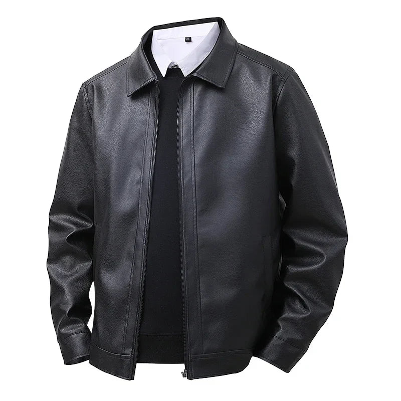 Elegant Leather Bomber Jacket