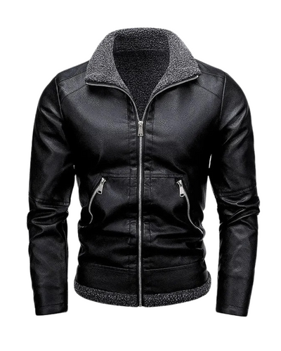 Elegant Fleece Leather Jacket
