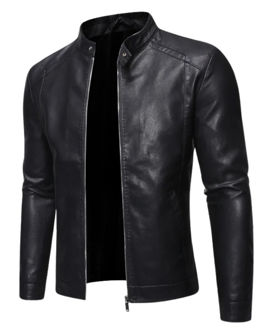 Standing Collar Leather Jacket
