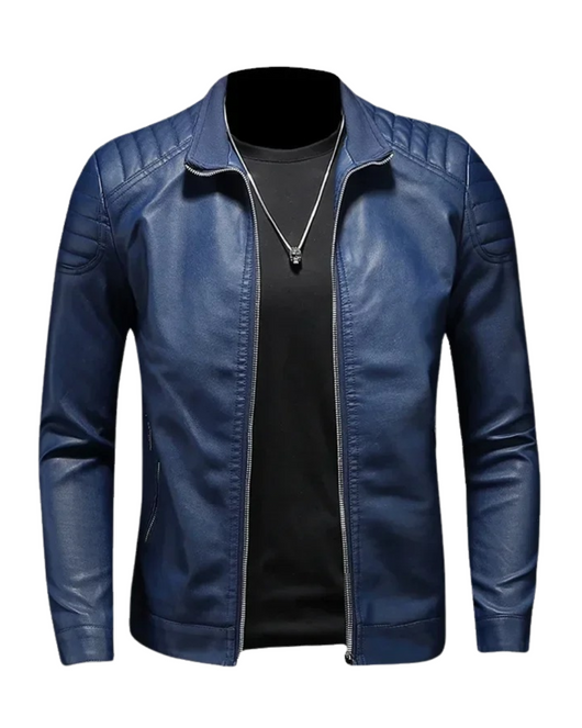 Stand Collar Leather Jacket