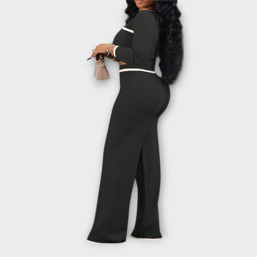 Ava - Ribbed V-Neck 2-Piece Lounge Set