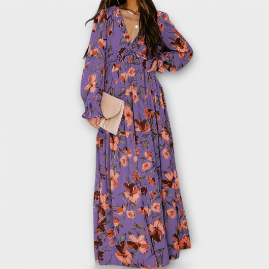 Helen | Long Sleeve V-Neck Maxi Dress