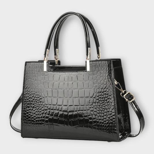 Lora. - Glossy Crocodile Pattern Handbag