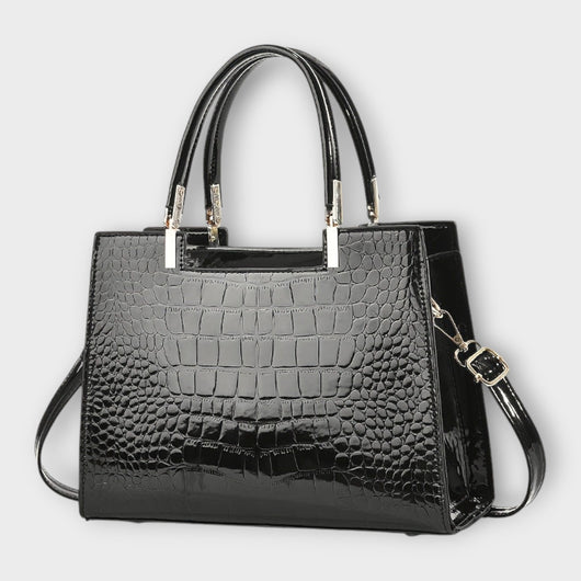 Lora. - Glossy Crocodile Pattern Handbag