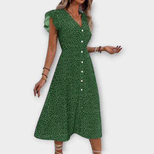 Stylish Polka-Dot Midi Dress