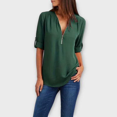 Olivia – The Relaxed V-Neck Blouse