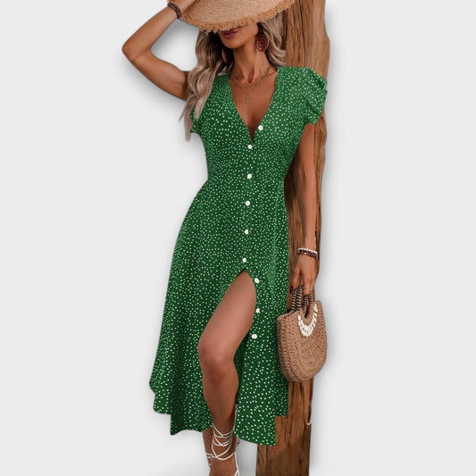 Stylish Polka-Dot Midi Dress