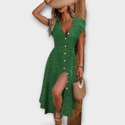 Stylish Polka-Dot Midi Dress