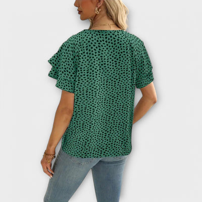 Samantha β Blouse with Ruffle Details and Round Neck