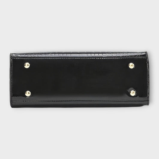Lora. - Glossy Crocodile Pattern Handbag