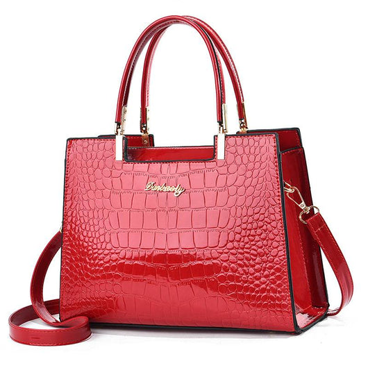 Lora. - Glossy Crocodile Pattern Handbag