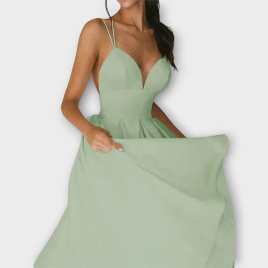 Ailana - Women's Dress with Deep V-Neck