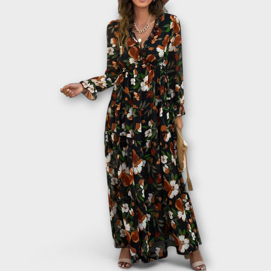 Helen | Long Sleeve V-Neck Maxi Dress