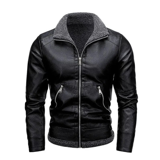 Elegant Fleece Leather Jacket