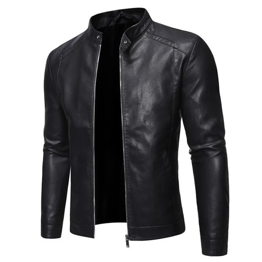 Standing Collar Leather Jacket