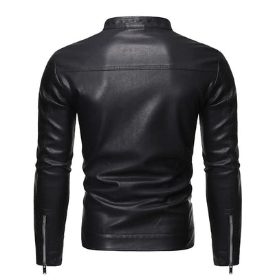 Standing Collar Leather Jacket