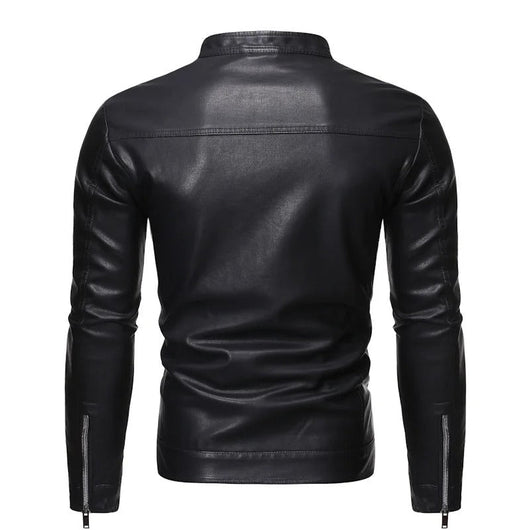 Standing Collar Leather Jacket