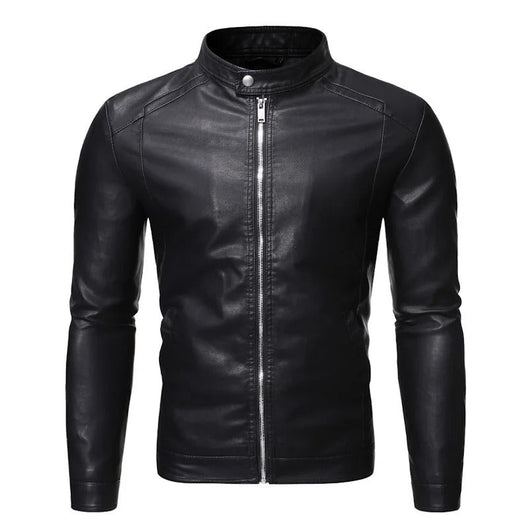 Standing Collar Leather Jacket