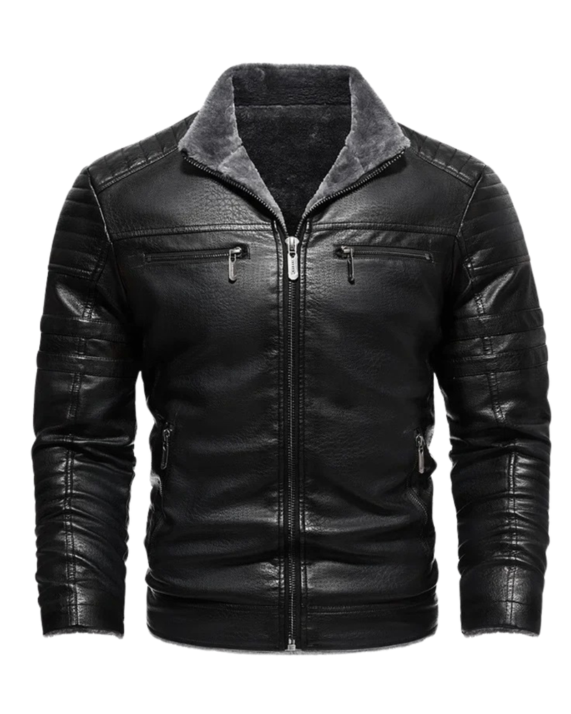 Retro Fleece Lined Leather Jacket