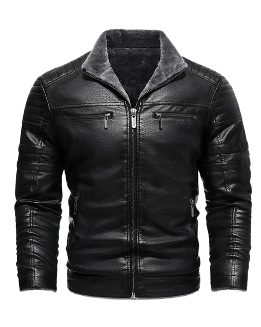 Retro Fleece Lined Leather Jacket